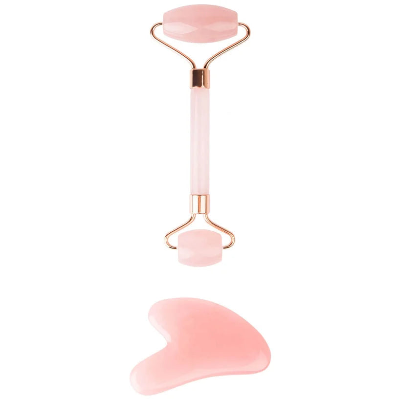 BRUSHWORKS ROSE QUARTZ & GUA SHA SET