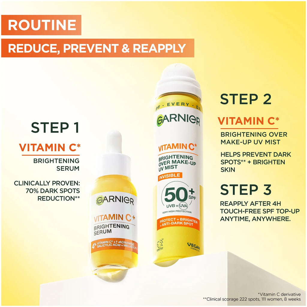Garnier Vitamin C Brightening Over Make-Up UV Mist Invisible with SPF50+ and Vitamin C 75ml